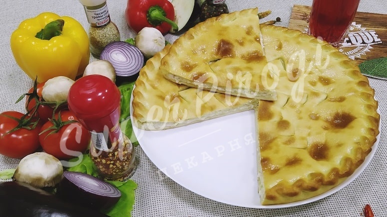Осетинский пирог с курицей, грибами и сыром Изображение 4