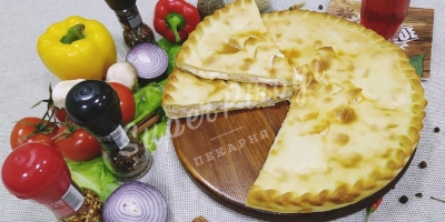 Осетинский пирог с семгой и зеленью